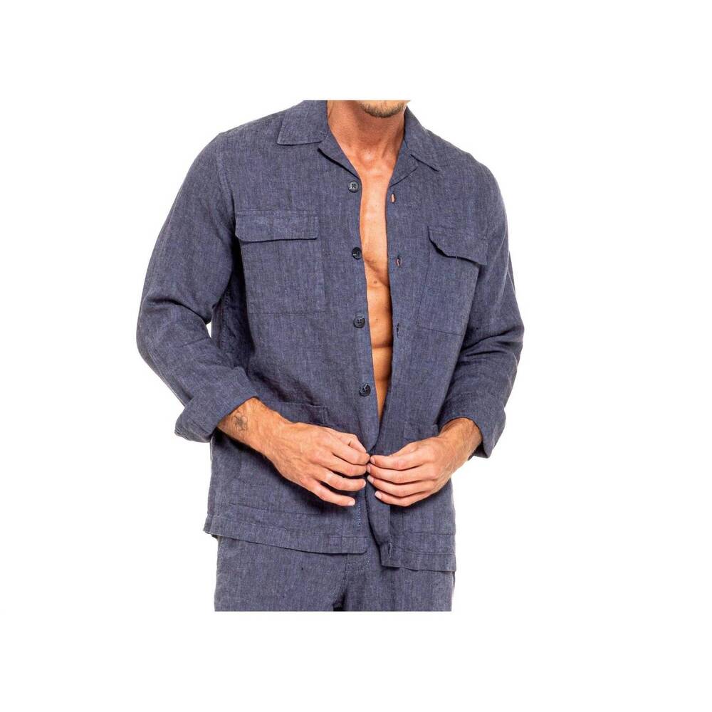 NEW EIGHT X linen overshirt in navy
